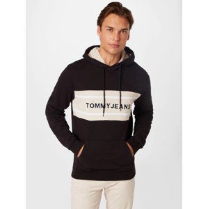 Tommy Jeans pánská černá mikina PIECED BAND LOGO - XL (BDS)