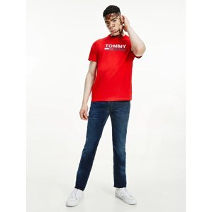 Tommy Jeans pánské červené triko CORP LOGO - M (XNL)