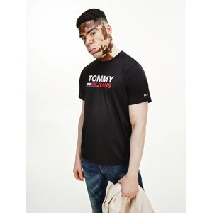 Tommy Jeans pánské černé triko CORP LOGO - XXL (BDS)