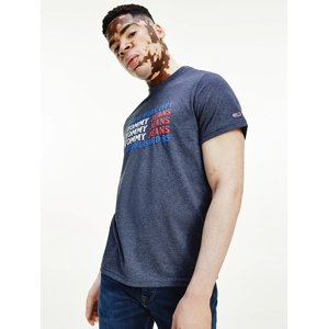 Tommy Jeans pánské tmavě modré triko TEXT FLAG - S (C87)