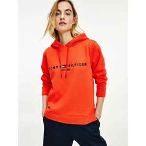 Tommy Hilfiger dámská oranžovo-červená mikina Hoodie - M (XJD)