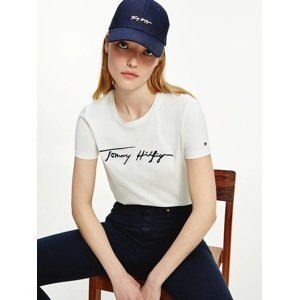 Tommy Hilfiger dámské bílé triko Regular Script - S (YBL)
