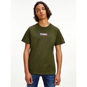 Tommy Jeans pánské tmavě zelené triko