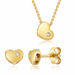SOFIA zlatý set náhrdelník a náušnice srdíčka PAK12111G+PAK12113G