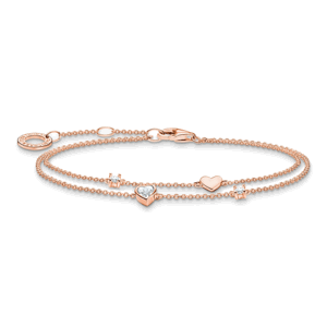 THOMAS SABO náramek Hearts and white stones rose gold A2057-416-14