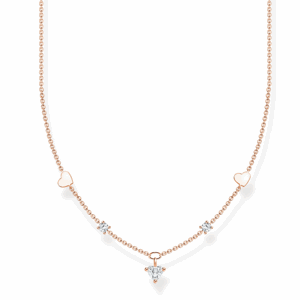 THOMAS SABO náhrdelník Hearts and white stones rose gold KE2154-416-14