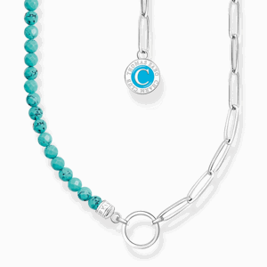 THOMAS SABO náhrdelník na charm Turquoise beads and Charmista disc KE2189-007-17