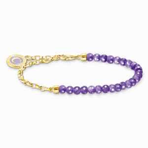 THOMAS SABO náramek na charm Amethyst beads gold A2130-427-13