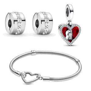 PANDORA set náramek s korálky Heart 599539C00+2x791972CZ+793119C01