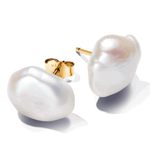 PANDORA pozlacené náušnice s perlami 263309C01