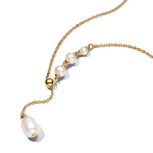 PANDORA pozlacený náhrdelník s perlami 363259C01