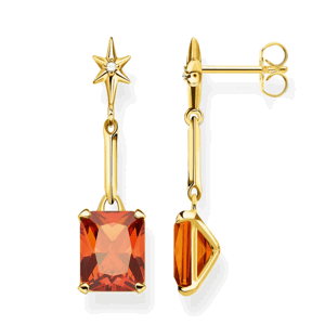 THOMAS SABO náušnice Orange stone gold with star H2115-971-8