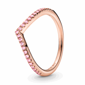 PANDORA pozlacený prsten Třpytivé růžové přání 186316C02