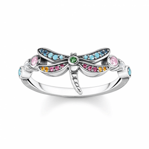 THOMAS SABO prsten Dragonfly with coloured stones silve TR2383-314-7