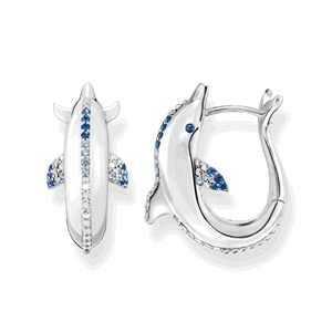 THOMAS SABO náušnice Dolphin with blue stones CR688-644-1