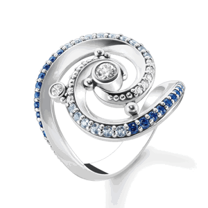 THOMAS SABO prsten Wave with blue stones TR2381-644-1