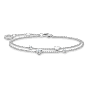 THOMAS SABO stříbrný náramek Hearts and white stones silver A2057-051-14