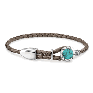 THOMAS SABO náramek Leather strap disc turquoise A1864-878-17