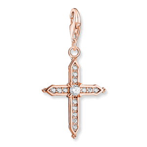 THOMAS SABO přívěsek charm Cross with white stones rose gold 1913-416-14