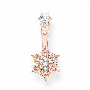 THOMAS SABO kusová náušnice Snowflake with white stones rose gold H2255-416-14