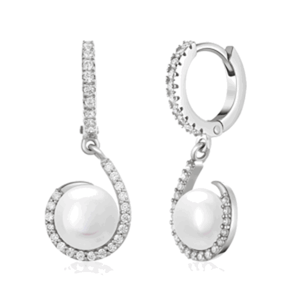SOFIA stříbrné náušnice s bílou perlou COEPB72506