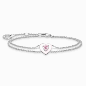 THOMAS SABO náramek Heart with pink stones A2091-041-9