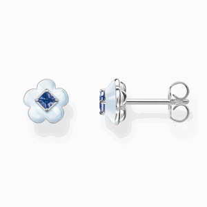 THOMAS SABO náušnice Flower with blue stone H2269-496-1