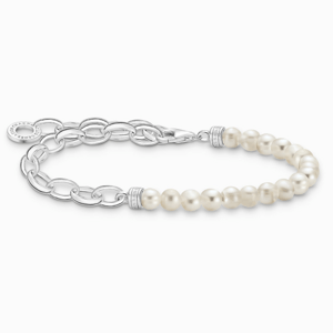 THOMAS SABO náramek na charm White pearls and chain link A2098-082-14