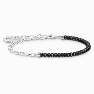 THOMAS SABO náramek na charm Black onyx beads and chain links A2100-130-11