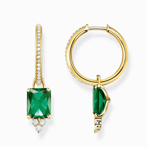 THOMAS SABO náušnice Green and white stones gold CR672-971-6