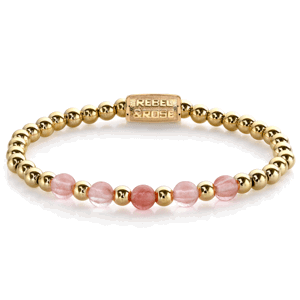 REBEL & ROSE náramek Yellow gold meets Cherry Rose RR-60081-G