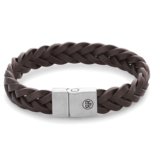 REBEL & ROSE náramek Metal Braided Brown Matt RR-M0028-S