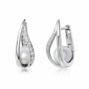 SOFIA stříbrné náušnice s bílou perlou CK37633146309G