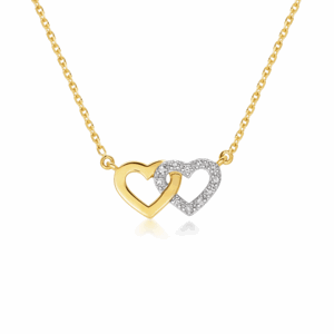 SOFIA DIAMONDS zlatý náhrdelník spojené srdce s diamantem 0,05 ct GEMCS30038-18
