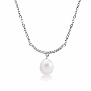 SOFIA stříbrný náhrdelník s perlou a zirkony WWPS171226N-SF1