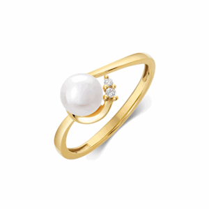 SOFIA zlatý prsten s perlou a zirkonem AUBCIM04J0P-O3