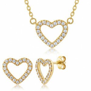 SOFIA zlatý set náhrdelník a náušnice srdce AUBKHV54J1P-ZY+AUBKHV24J0P-ZY