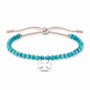 THOMAS SABO šňůrkový náramek Turquoise pearls with cloverleaf A1983-905-17-L20v