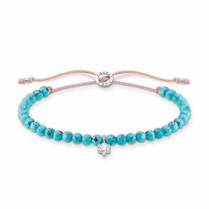 THOMAS SABO šňůrkový náramek Turquoise pearls with white stone A1987-905-17-L20v