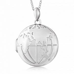 SOFIA stříbrný medailon zeměkoule HNP40895-BLU