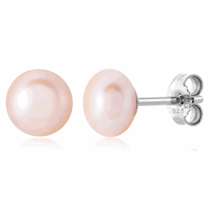 SOFIA stříbrné náušnice růžové perly WWZAPBUTT-8RO