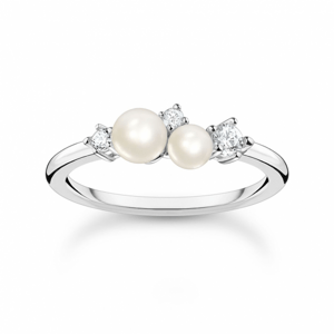 THOMAS SABO prsten Pearl with white stones silver TR2368-167-14