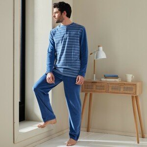Blancheporte Sametové pyžamo s proužky modrá 107/116 (XL)