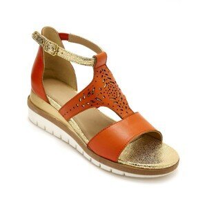 Blancheporte Kožené sandály s pajetkami, kaštanové oranžová 37
