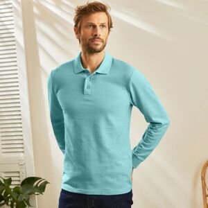 Blancheporte Jednobarevné polo tričko s dlouhými rukávy mořská zelená 137/146 (4XL)