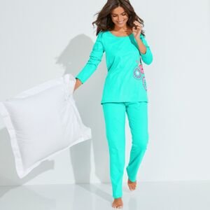 Blancheporte Pyžamo s dlouhými rukávy a potiskem rozet, bavlna blankytně modrá 56