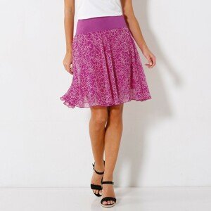 Blancheporte Rozšířená sukně s potiskem květin purpurová 44