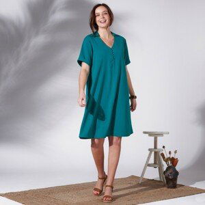 Blancheporte Krátké šaty v rozšířeném střihu smaragdová 38