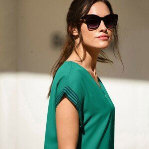 Blancheporte Jednobarevné šaty se zipovým výstřihem do "V" zelená 36