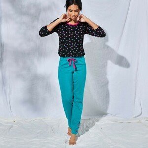 Blancheporte Pyžamové kalhoty s potiskem "Enjoy" smaragdová 34/36